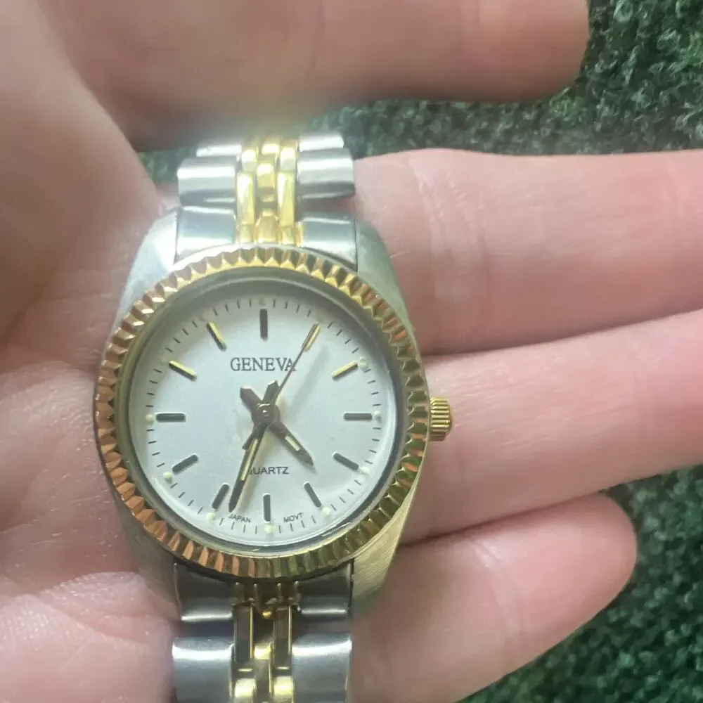 Geneva Women’s Quartz Analog Watch Silver Dial Two-Tone Steel Bracelet